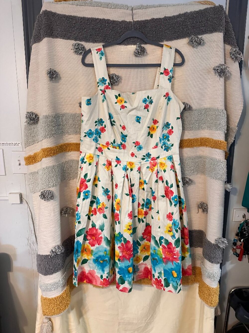 Jessica London Vibrant Watercolor Floral Pleated Fit & Flare Dress - 20